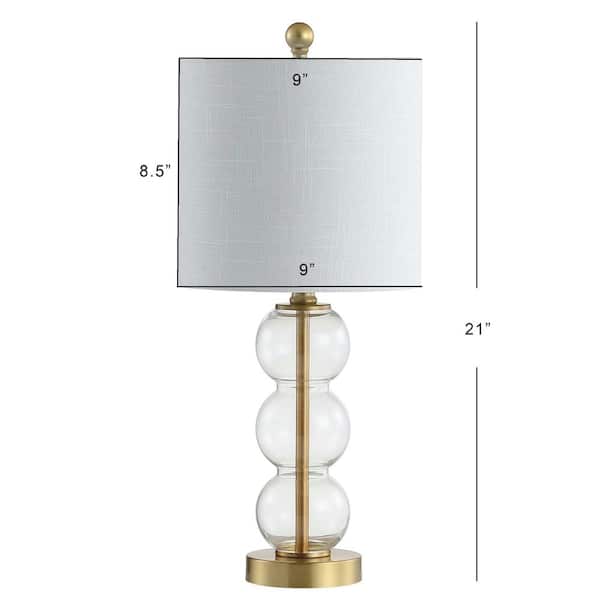 February 21 in. Clear/Brass Gold Glass/Metal LED Table Lamp