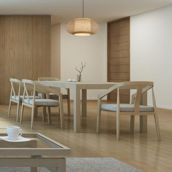 Linnea 60-Watt 1-Light Black Pendant with Stained Cane Shade