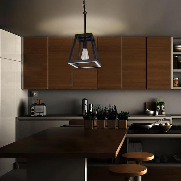 Katalyst 60-Watt 1-Light Matte Black Modern Adjustable CCT and 3-Light Modes Integrated LED Pendant Light