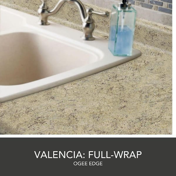6 ft. Laminate Countertop with Left Miter in Golden Juparana with Valencia Edge and Integrated Backsplash