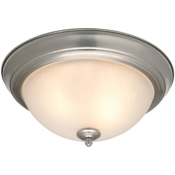 13 in. 2-Light Brushed Nickel Flush Mount (2-Pack)