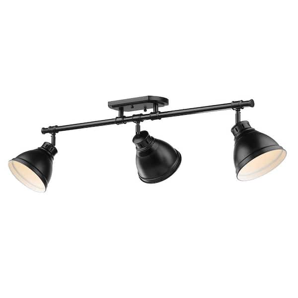 Duncan Collection 3-Light Black Semi-Flush Mount with Matte Black Shade