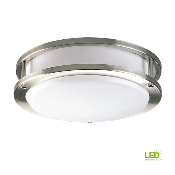 10.38 in. CTC COMM Collection 20 -Watt Brushed Nickel Integrated LED Flush Mount