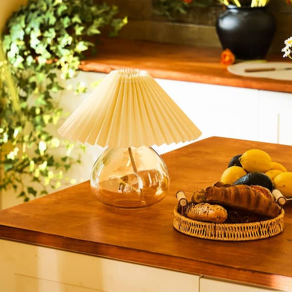 11 in. Gold Retro Table Lamp with Pleated Empire Lamp Shade