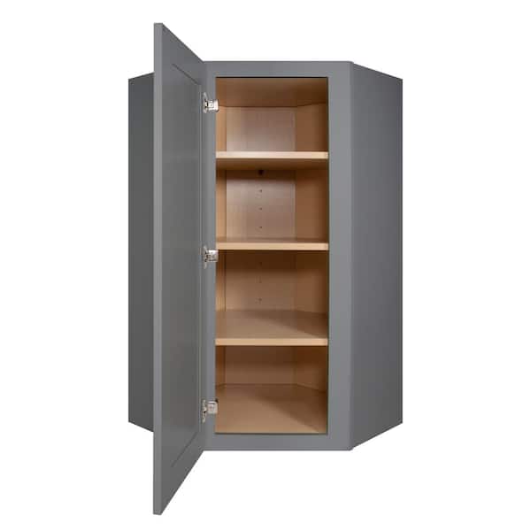 Newport Shaker Gray Ready to Assemble Wall Diagonal Corner Cabinet 24 in. W x 42 in. H x 24 in. D