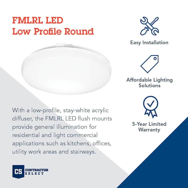 Contractor Select FMLRL 14 in. 24-Watt Integrated LED White 1600 Lumens 4000K Round Flush Mount Light