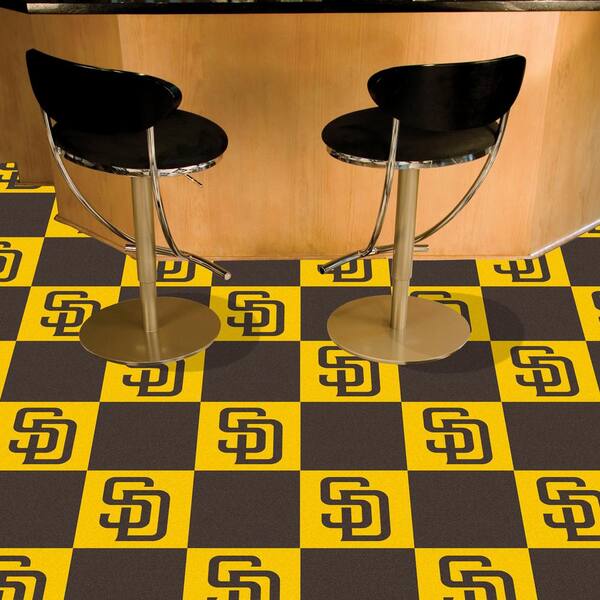 San Diego Padres Brown Residential 18 in. x 18 in. Peel and Stick Carpet Tile (20 Tiles/Case) 45 sq. ft.