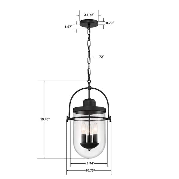 Lowell 3-Light Black Outdoor Pendant Light