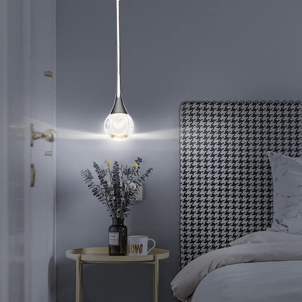 75-Watt Integrated LED Polished Nickel Pendant Light with Clear K9 Crystal