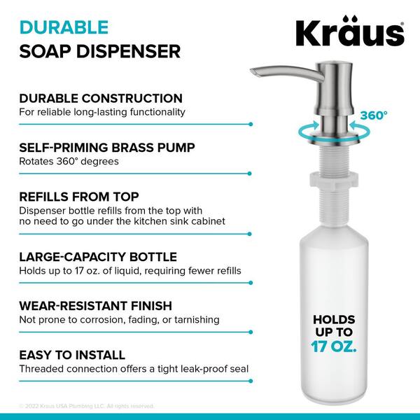 Kitchen Soap and Lotion Dispenser in Spot-Free Stainless Steel