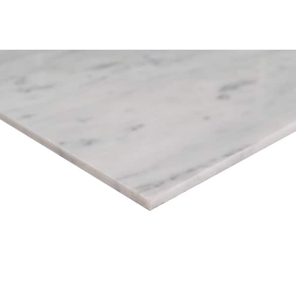Carrara White 12 in. x 12 in. Polished Marble Stone Look Floor and Wall Tile (10 sq. ft./Case)