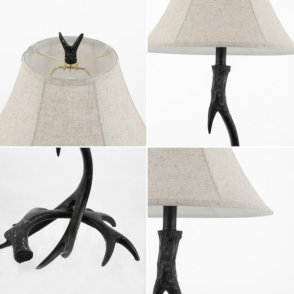 Antler 27.5 in. Black Rustic Resin LED Table Lamp
