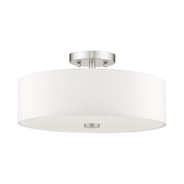 Mercury 3 Light Brushed Nickel Flush Mount
