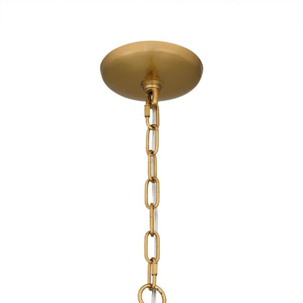Camlyn 1-Light Brushed Gold Shaded Pendant with Clear Hammered Glass Shade