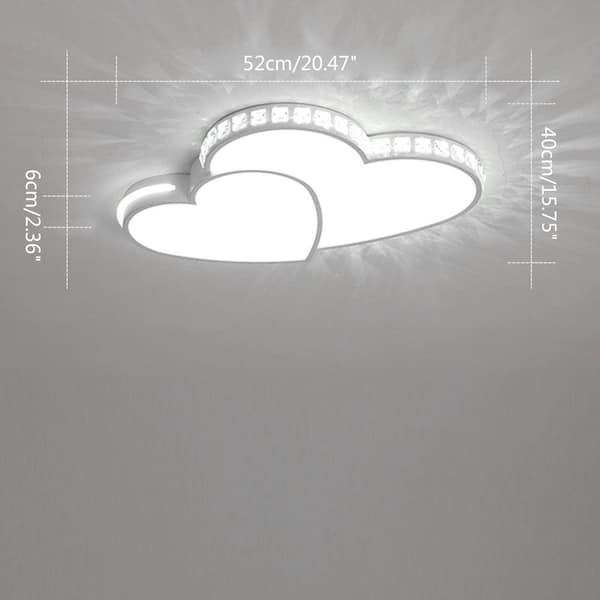 20 in. 1-Light White Integrated LED Flush Mount Heart Shape Design Ceiling Light