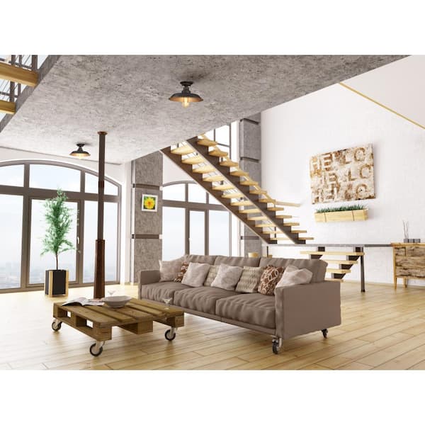 Iron Hill 12 in. 1-Light Oil Rubbed Bronze with Highlights Semi-Flush Mount