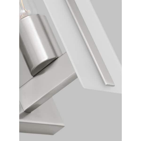 Dex 1-Light Brushed Nickel Wall Sconce with Satin Etched Glass Shade