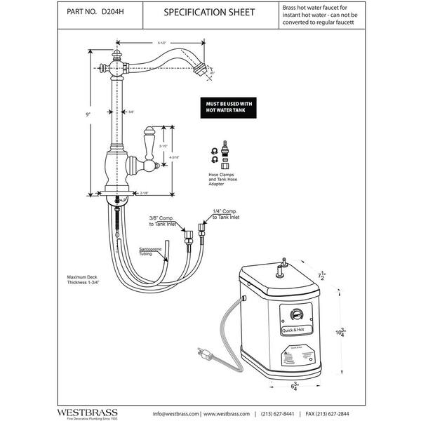 Victorian Single-Handle Instant Hot Tank with Water Dispenser Faucet in Polished Chrome