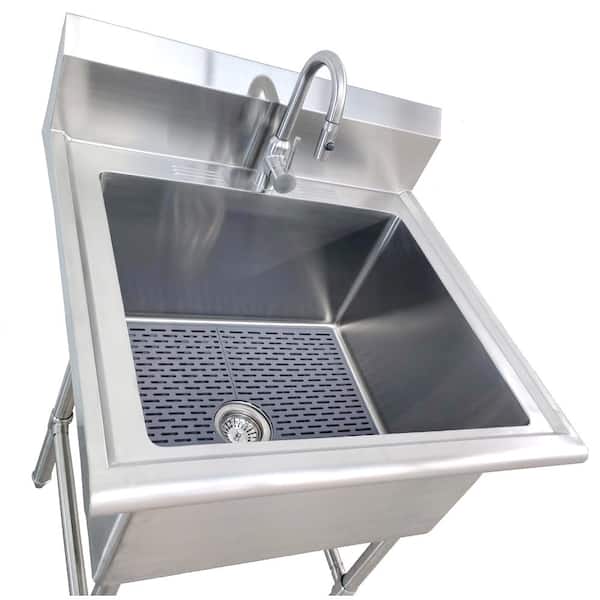 All-in-One 30 in. Stainless Steel Wall Mount Commercial Utility Kitchen Sink with Faucet