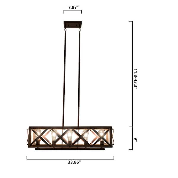 Madison 5-Light Wood Kitchen Island Linear Pendant