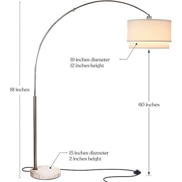 Mason 81 in. Satin Nickel LED Arc Floor Lamp with Drum Shade