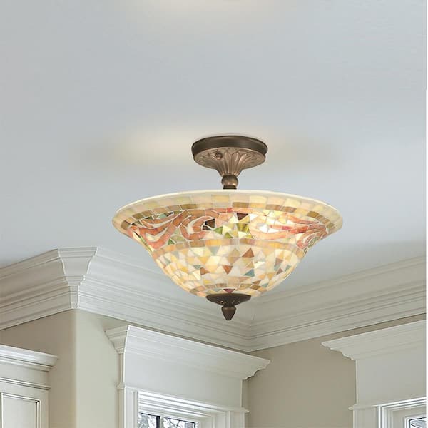 Bradshaw 3-Light antique brass Semi-Flush Mount Light