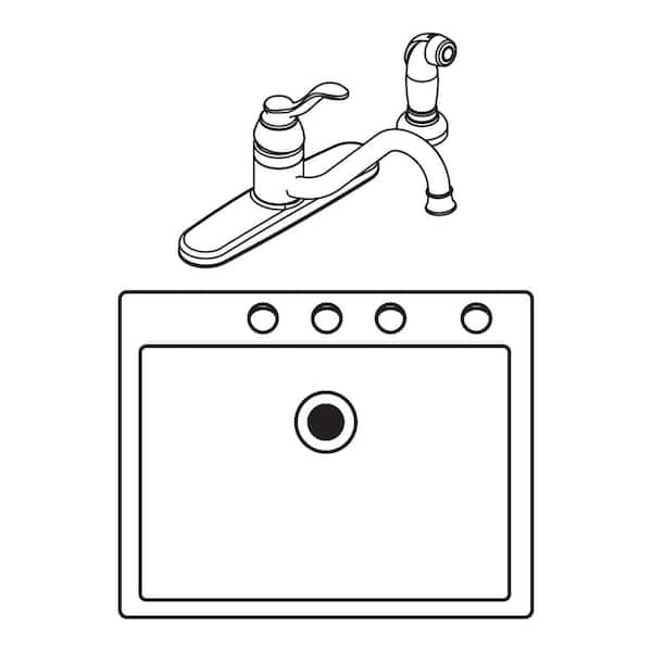 Chateau Single-Handle Fixed Kitchen Faucet with Side Sprayer in Chrome