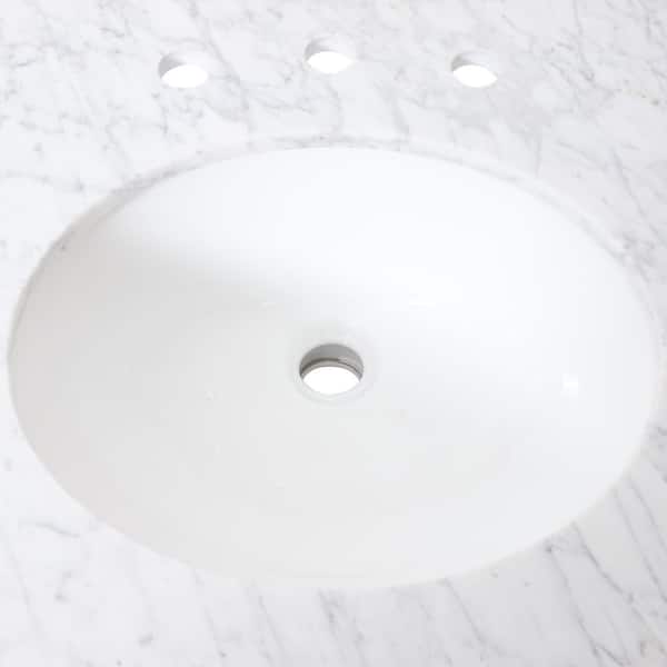 Roseland 5 ft. Marble Solid Surface Countertop with Sink in Carrara White