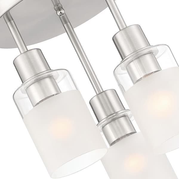 Cedar Lane 11 in. 3-Light Modern Brushed Nickel Semi Flush Mount Ceiling Light with Clear Glass Shade