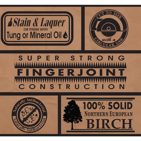 6 ft. L x 39 in. D Unfinished Birch Solid Wood Butcher Block Island Countertop With Eased Edge