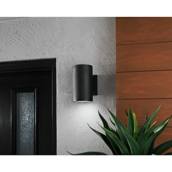 Rodham 8 in. Black LED Outdoor Wall Lantern Sconce