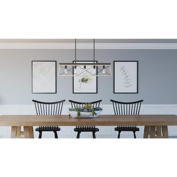 Briarwood Collection 5-Light Graphite Farmhouse Linear Island Chandelier Light