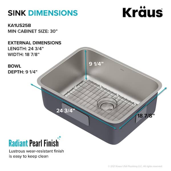 Dex 16-Gauge Stainless Steel 24.75 in. Single Bowl Undermount Kitchen Sink