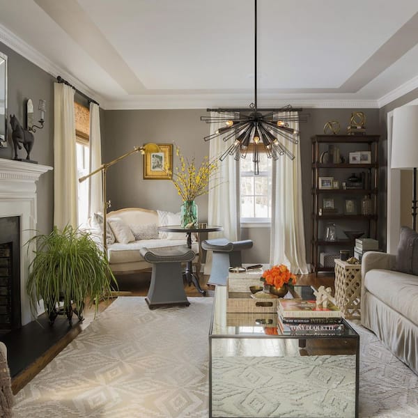 Aquin 10-Light Black Modern Geometric Sputnik Chandelier