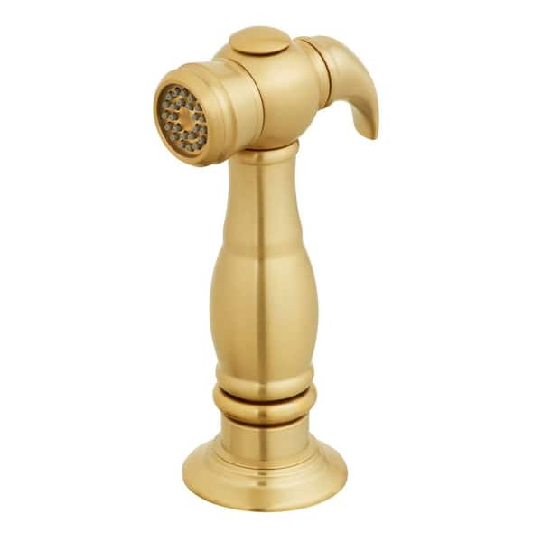 Lyndhurst 2-Handle Bridge Kitchen Faucet with Side Sprayer in Matte Gold