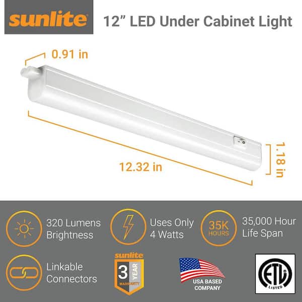 12 in. LED Warm White 3000K Linkable Under Cabinet Light Fixture