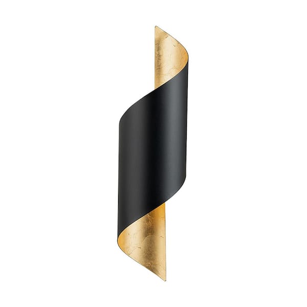 Jabaloyas 7.28 in. W x 24.80 in. H 1-Light Black/Gold Metal Wall Sconce