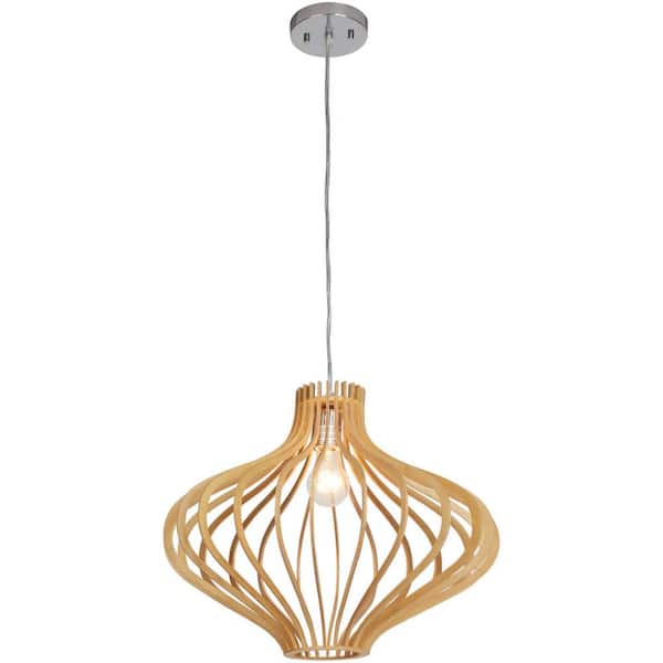 Sanaa 1-Light Kula Wood Hanging Pendant
