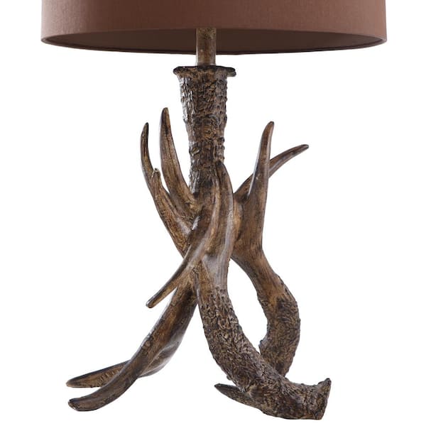 Dalton 32 in. Dark Brown Table Lamp with Chocolate Hardback Fabric Shade