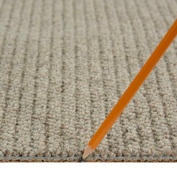 Hampton Rib - Cobblestone - Beige 13.2 ft. 32 oz. Wool Loop Installed Carpet