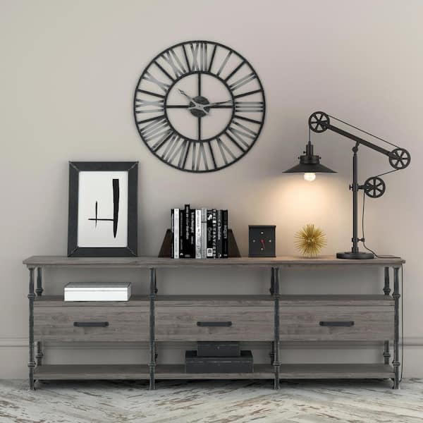 Descartes 29 in. Blackened Bronze Wide Brim Table Lamp with Pulley System