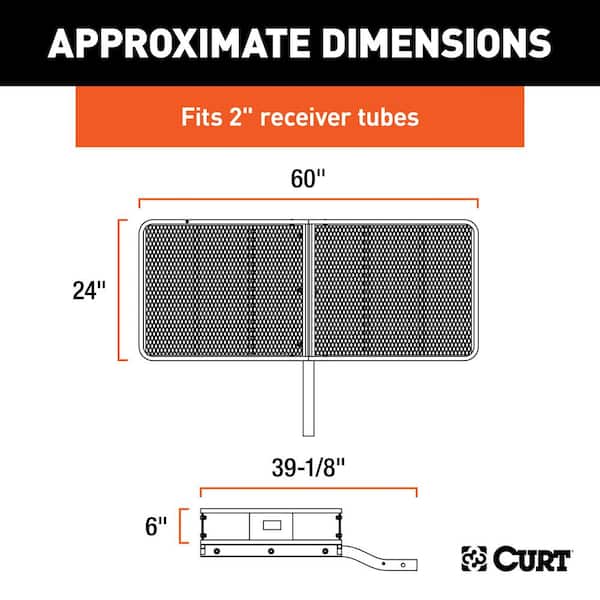 500 lb. Capacity 60 in. x 24 in. Black Steel Basket Hitch Cargo Carrier (Fixed 2 in. Shank)