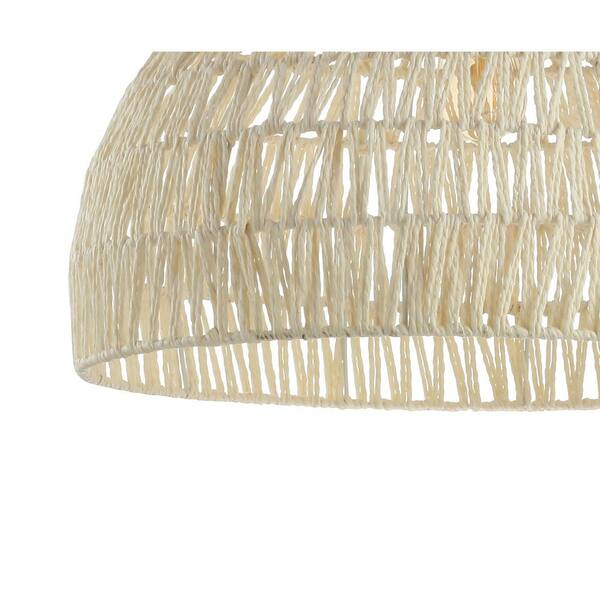 Campana 20 in. Woven Rattan Dome LED Pendant-Light, Cream
