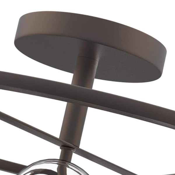 17 in. 4-Light Bronze Caged Drum Semi-Flush Mount