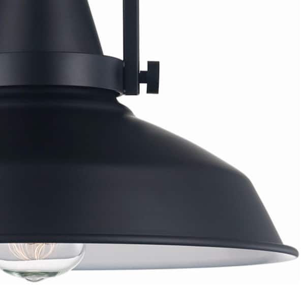12 in. 1-Light Black Industrial Farmhouse Semi-Flush Mount Ceiling Light Fixture with Metal Shade