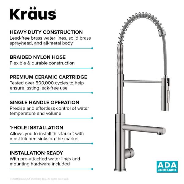 Artec Pro Pull-Down Single Handle Kitchen Faucet with Pot Filler in Spot Free Stainless Steel