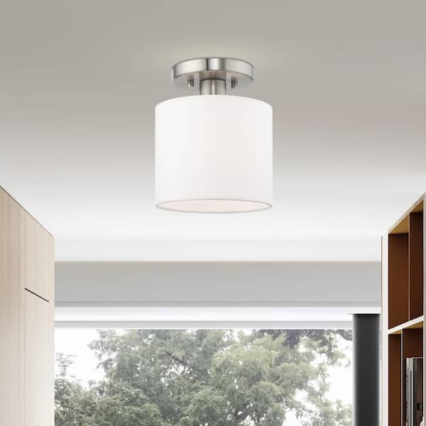 Mercury 1 Light Brushed Nickel Semi Flush Mount