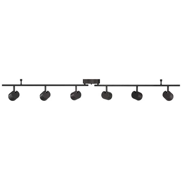 4.33 ft. 6-Light Black Integrated LED Track Lighting Kit with Adjustable Bar and 6-Rotating Track Heads