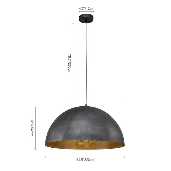 PCover 1-Light Matte Black Shaded Pendant Light with 23 in. W Metal Shade