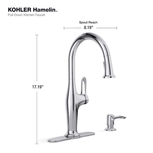Hamelin Single Handle Pull Down Sprayer Kitchen Faucet in Polished Chrome